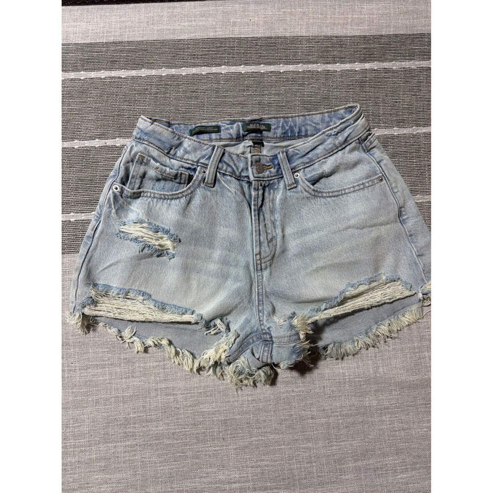 Wild Fable‎ Womens Light Wash Distressed High Rise Denim Jean Cut Off Shorts 2